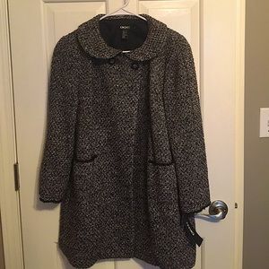 New DKNY Tweed Coat Jacket Size 12